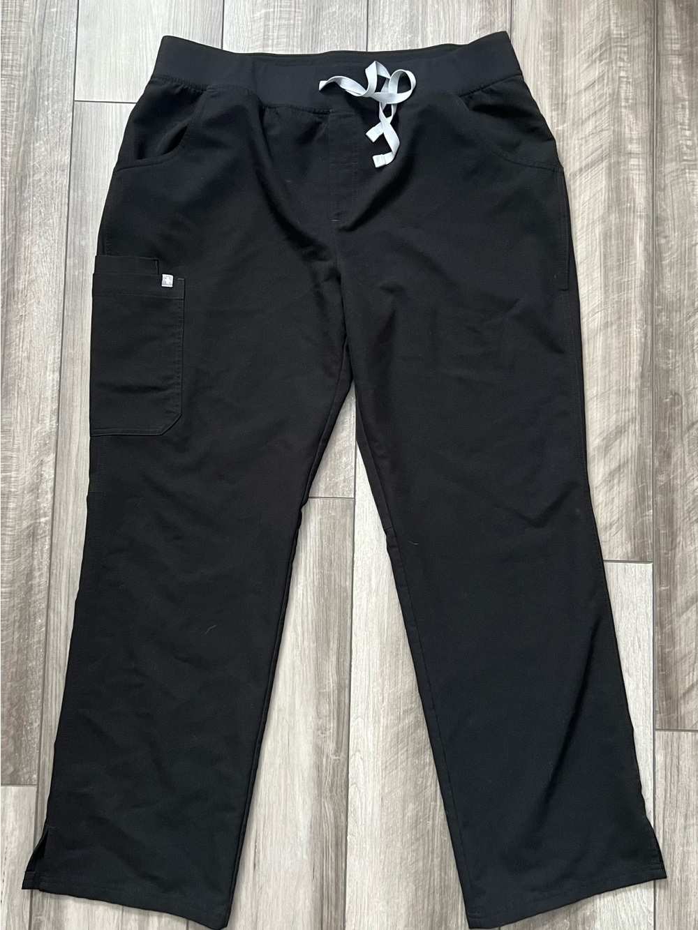 Figs Black Jogger Pants with Light Gray Drawstring